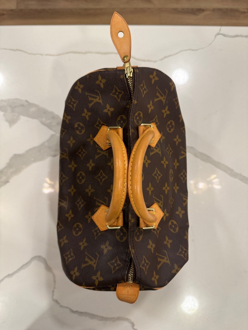 Louis Vuitton Brown Monogram Satchel with Tan Leather Handles - Picture 14 of 16